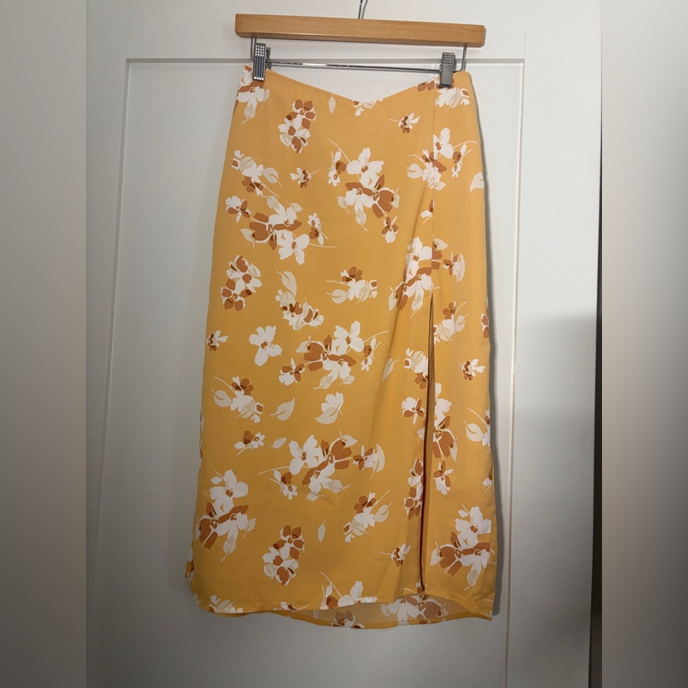 Abercrombie Orange Floral Midi Skirt